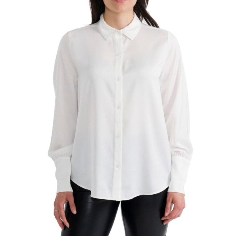 Joie Limited Edition Cream Long Sleeve Satin Blouse